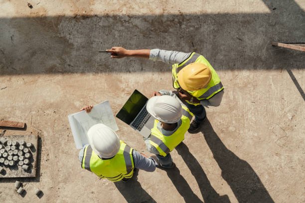 Construction professionals managing a building project